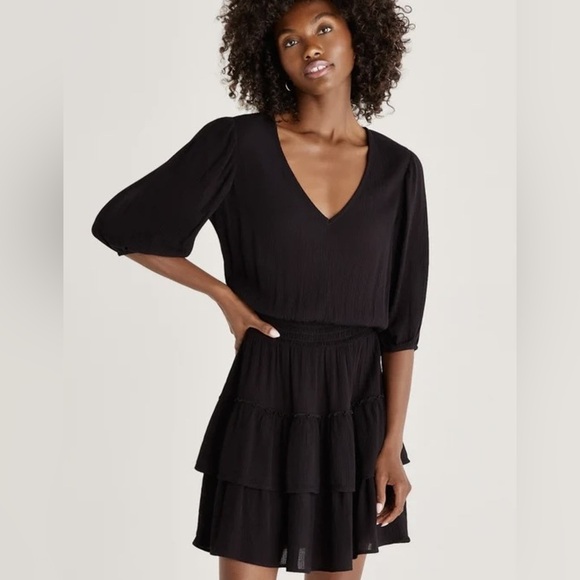 Z Supply Stella Solid Mini Dress in Black Size Small - Picture 1 of 13